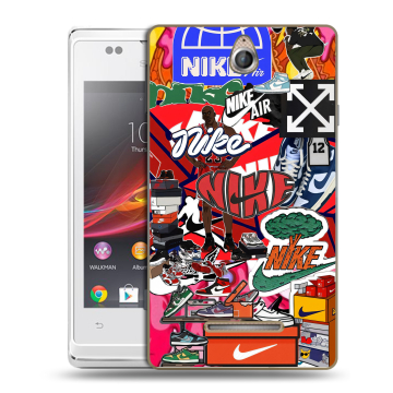 Силиконовый чехол на Sony Xperia E с принтом Найк Nike яркий