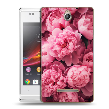 Силиконовый чехол на Sony Xperia E с принтом цветы пионы