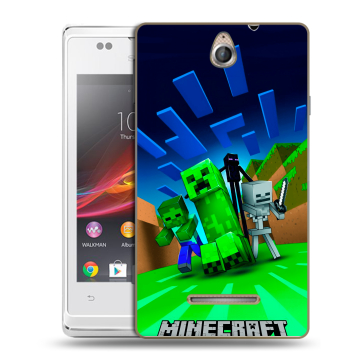 Силиконовый чехол на Sony Xperia E с принтом Майнкрафт Силиконовый чехол на Sony Xperia E с принтом Майнкрафт