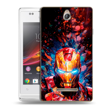 Силиконовый чехол на Sony Xperia E с принтом Железный человек Ironman