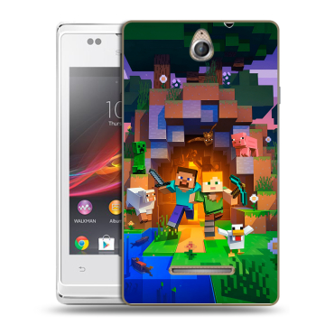 Силиконовый чехол на Sony Xperia E с принтом Майнкрафт Minecraft Силиконовый чехол на Sony Xperia E с принтом Майнкрафт Minecraft