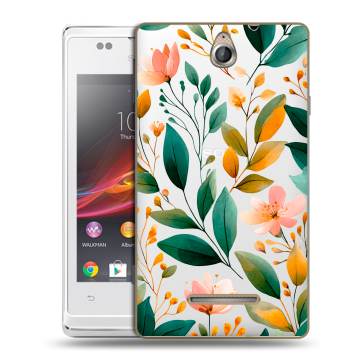 Силиконовый чехол на Sony Xperia E с принтом Цветы паттерн