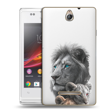 Силиконовый чехол на Sony Xperia E с принтом Львы