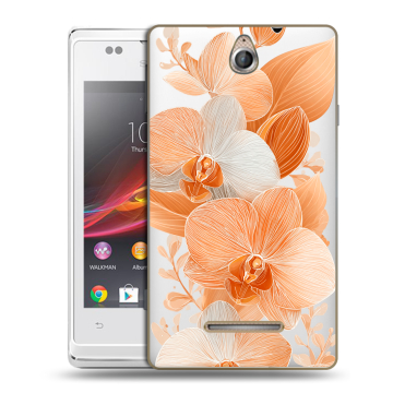 Силиконовый чехол на Sony Xperia E с принтом Бежевые цветы