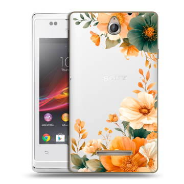 Силиконовый чехол на Sony Xperia E с принтом Цветы принт
