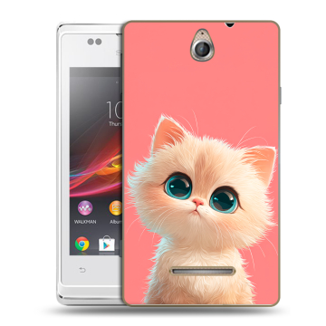 Силиконовый чехол на Sony Xperia E с принтом Розовый котенок
