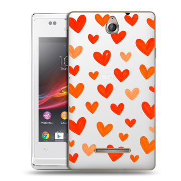 Силиконовый чехол на Sony Xperia E с принтом Сердечки