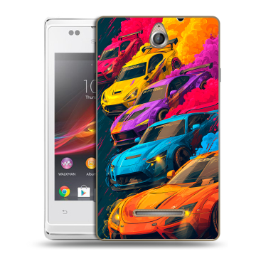 Силиконовый чехол на Sony Xperia E с принтом Тачки