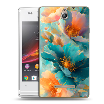 Силиконовый чехол на Sony Xperia E с принтом Цветы