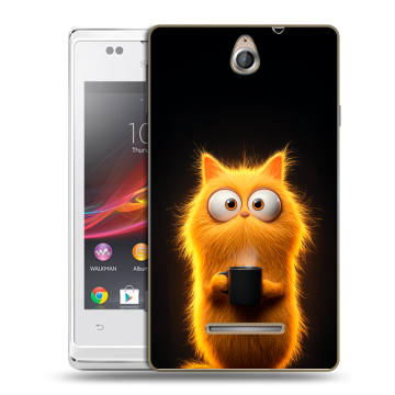 Силиконовый чехол на Sony Xperia E с принтом Смешной кот