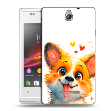 Силиконовый чехол на Sony Xperia E с принтом корги