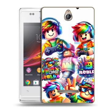 Силиконовый чехол на Sony Xperia E с принтом Roblox Роблокс