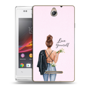 Силиконовый чехол на Sony Xperia E с принтом женский