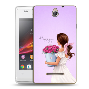 Силиконовый чехол на Sony Xperia E с принтом женский