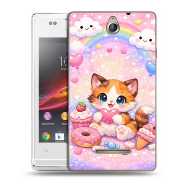Силиконовый чехол на Sony Xperia E с принтом для девочек