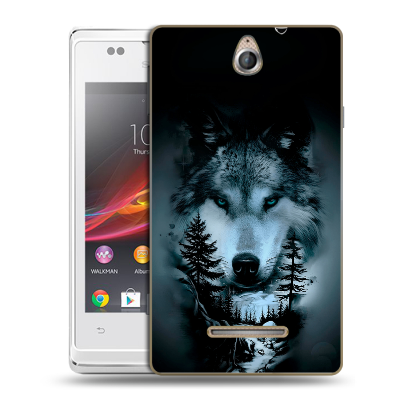 Силиконовый чехол на Sony Xperia E с принтом Лесной волк Силиконовый чехол на Sony Xperia E с принтом Лесной волк