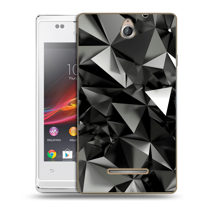 Силиконовый чехол на Sony Xperia E с принтом Черные кристаллы Силиконовый чехол на Sony Xperia E с принтом Черные кристаллы