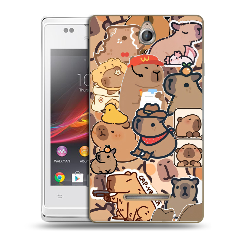 Силиконовый чехол на Sony Xperia E с принтом капибара Силиконовый чехол на Sony Xperia E с принтом капибара