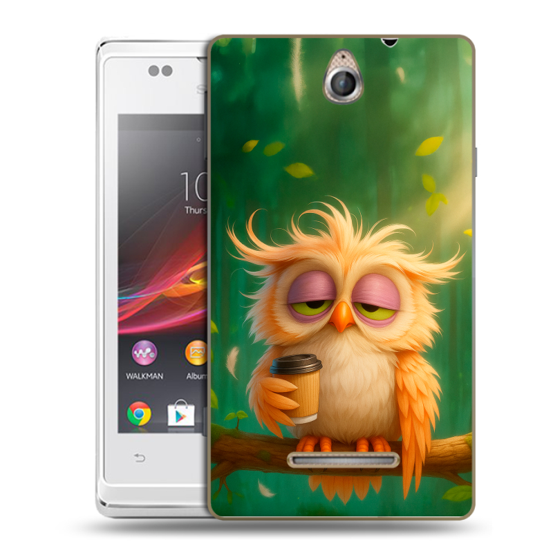 Силиконовый чехол на Sony Xperia E с принтом сова Силиконовый чехол на Sony Xperia E с принтом сова