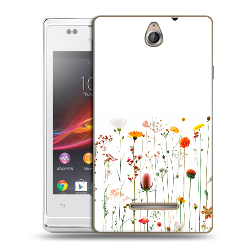 Силиконовый чехол на Sony Xperia E с принтом цветы Силиконовый чехол на Sony Xperia E с принтом цветы
