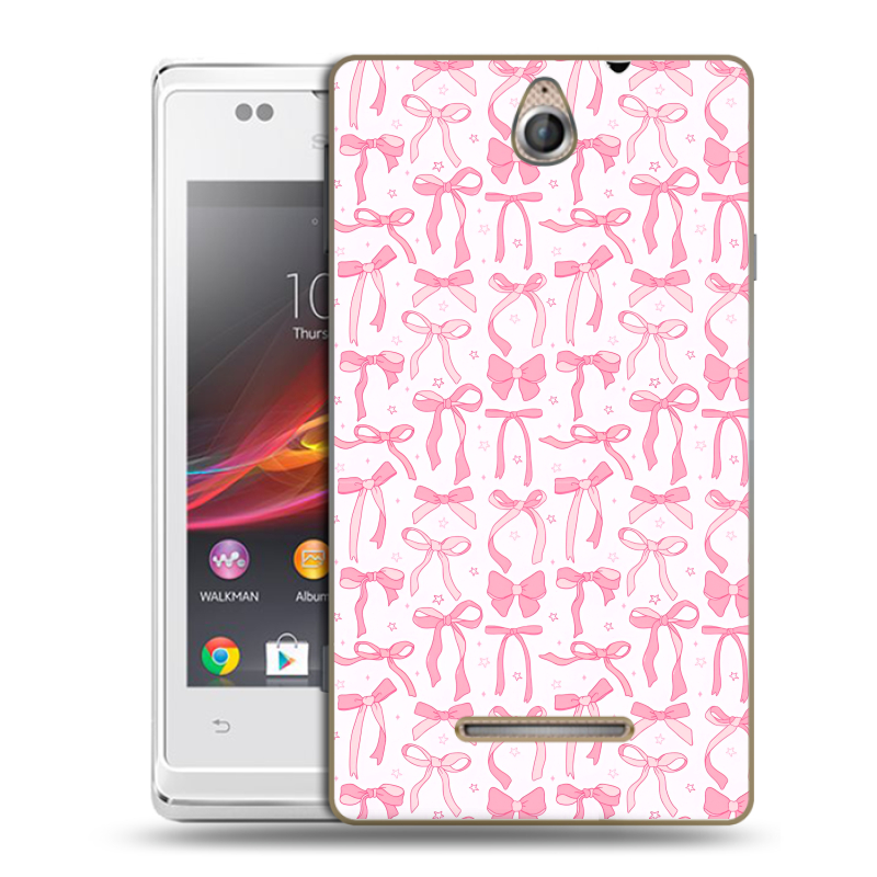 Силиконовый чехол на Sony Xperia E с принтом Розовые бантики Силиконовый чехол на Sony Xperia E с принтом Розовые бантики