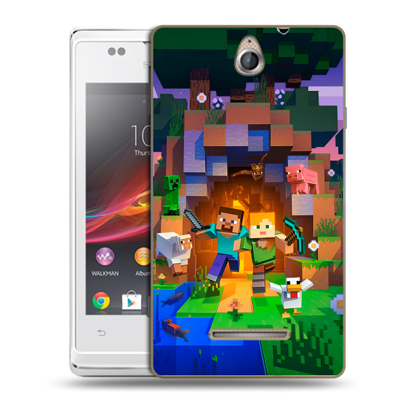 Силиконовый чехол на Sony Xperia E с принтом Майнкрафт Minecraft Силиконовый чехол на Sony Xperia E с принтом Майнкрафт Minecraft