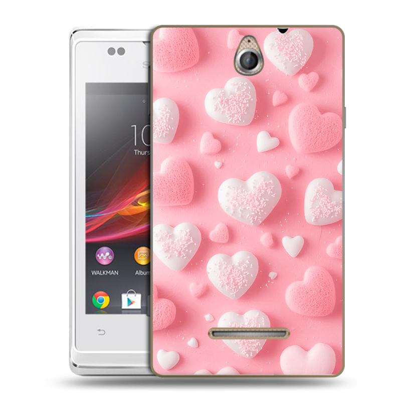 Силиконовый чехол на Sony Xperia E с принтом Сердечки Силиконовый чехол на Sony Xperia E с принтом Сердечки