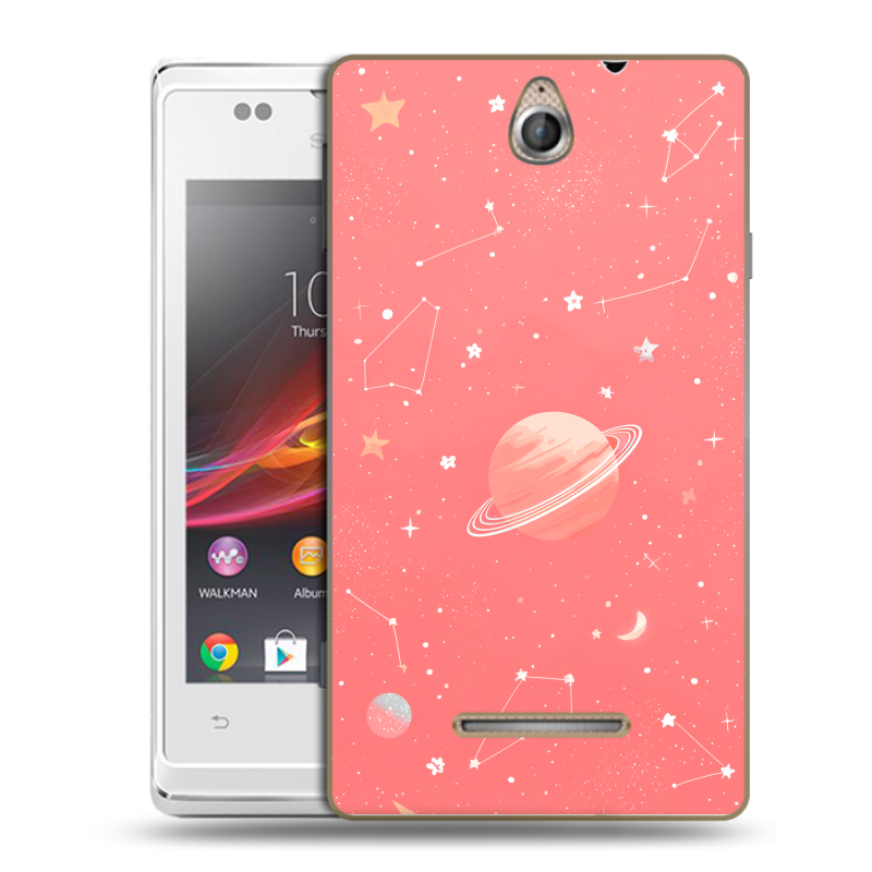 Силиконовый чехол на Sony Xperia E с принтом Розовый космос Силиконовый чехол на Sony Xperia E с принтом Розовый космос