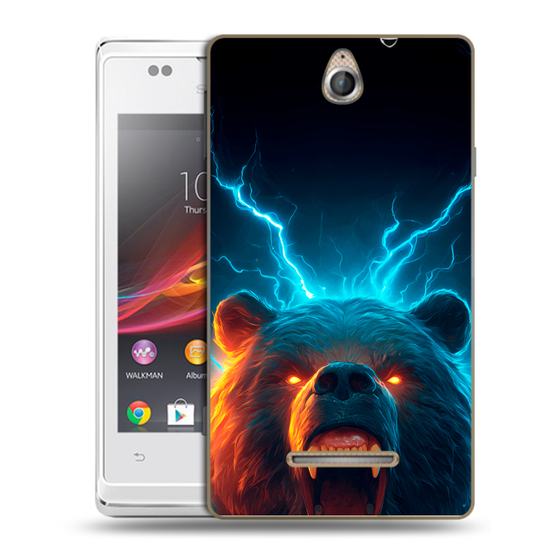 Силиконовый чехол на Sony Xperia E с принтом Медведь Силиконовый чехол на Sony Xperia E с принтом Медведь