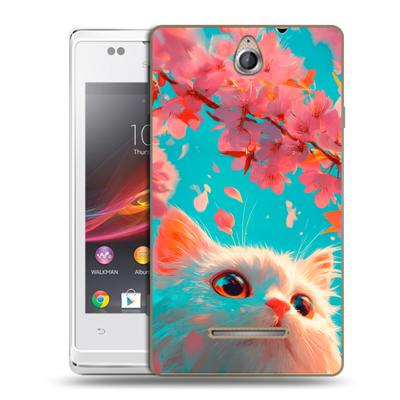Силиконовый чехол на Sony Xperia E с принтом Красивый кот Силиконовый чехол на Sony Xperia E с принтом Красивый кот