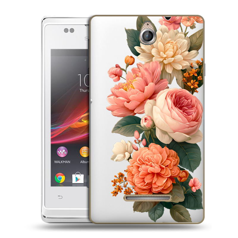 Силиконовый чехол на Sony Xperia E с принтом цветы Силиконовый чехол на Sony Xperia E с принтом цветы