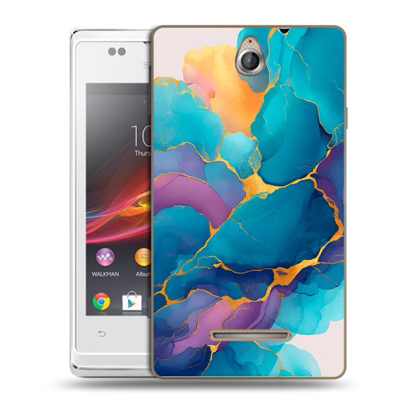 Силиконовый чехол на Sony Xperia E с принтом Мрамор блестки Силиконовый чехол на Sony Xperia E с принтом Мрамор блестки