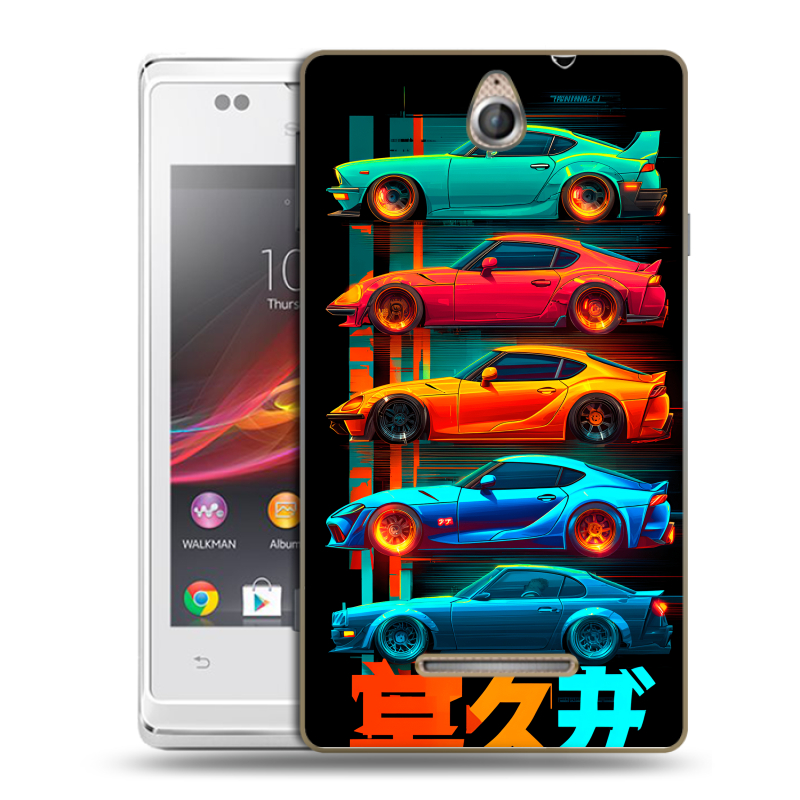 Силиконовый чехол на Sony Xperia E с принтом машины тачки Силиконовый чехол на Sony Xperia E с принтом машины тачки