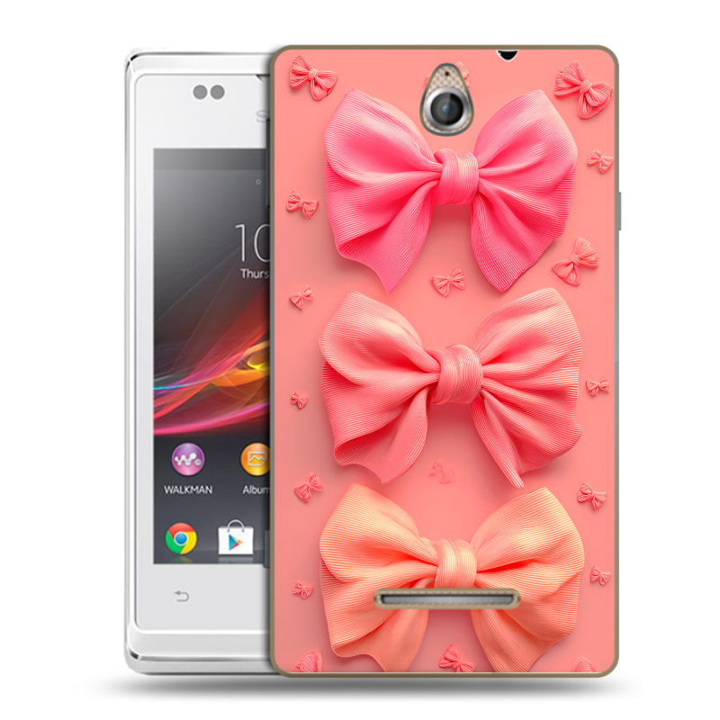 Силиконовый чехол на Sony Xperia E с принтом Розовые бантики Силиконовый чехол на Sony Xperia E с принтом Розовые бантики
