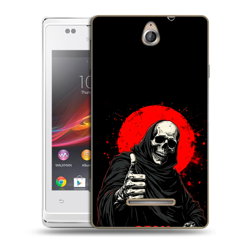 Силиконовый чехол на Sony Xperia E с принтом смешной скелет Силиконовый чехол на Sony Xperia E с принтом смешной скелет