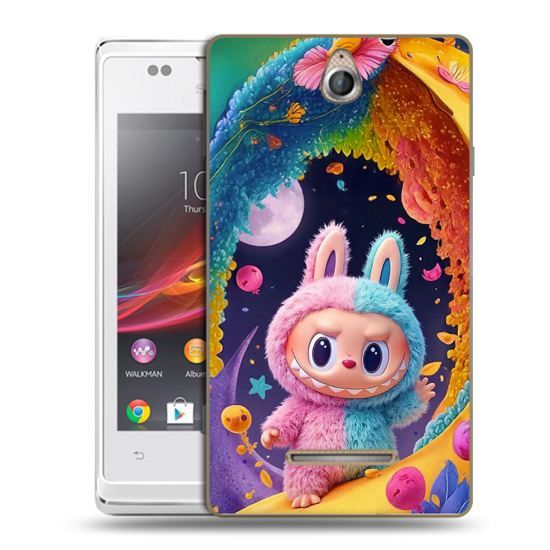 Силиконовый чехол на Sony Xperia E с принтом Labubu Лабубу Силиконовый чехол на Sony Xperia E с принтом Labubu Лабубу