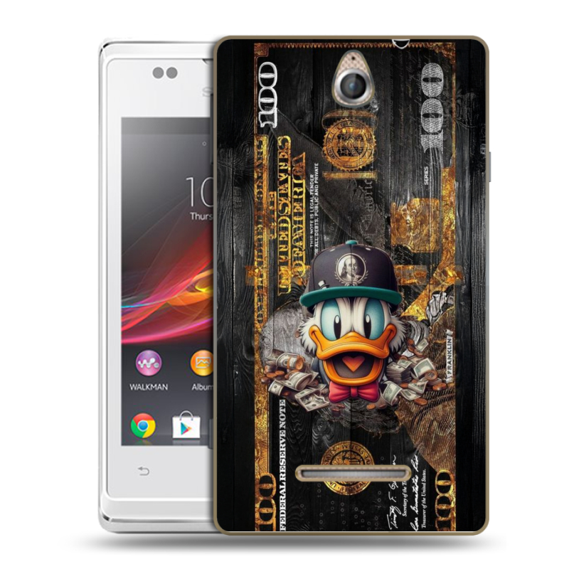 Силиконовый чехол на Sony Xperia E с принтом Дональд Дак Доллар Силиконовый чехол на Sony Xperia E с принтом Дональд Дак Доллар