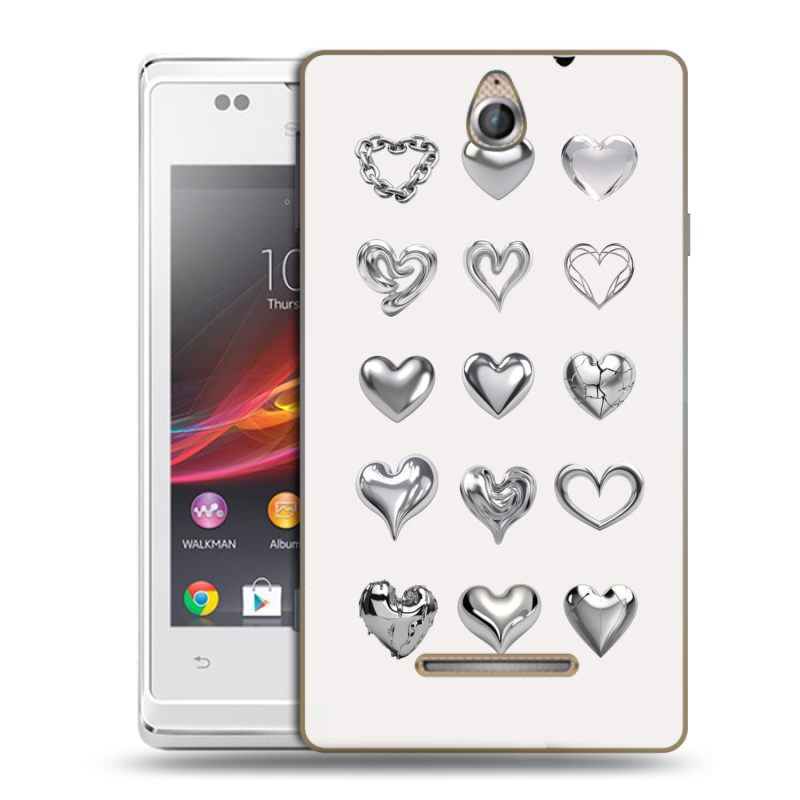 Силиконовый чехол на Sony Xperia E с принтом Y2K сердечки Силиконовый чехол на Sony Xperia E с принтом Y2K сердечки