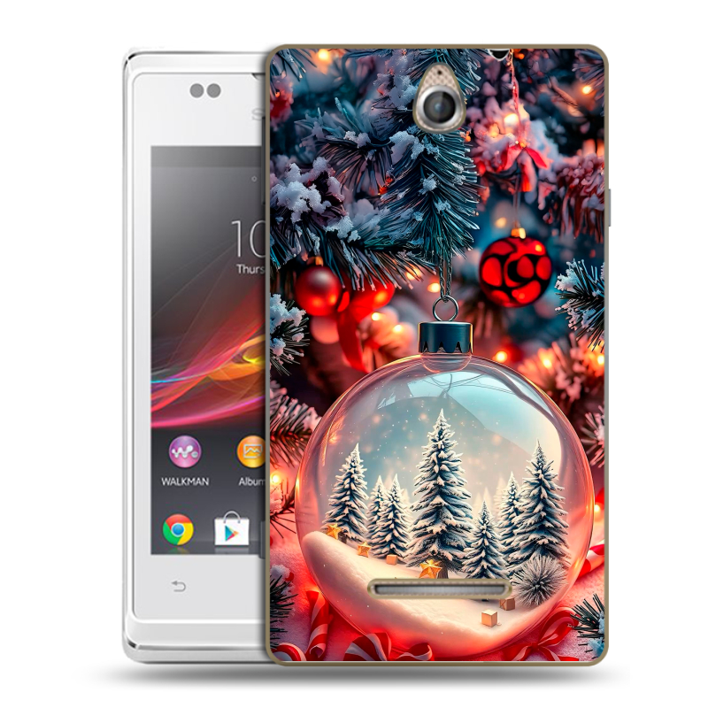 Силиконовый чехол на Sony Xperia E с принтом Новый год Силиконовый чехол на Sony Xperia E с принтом Новый год