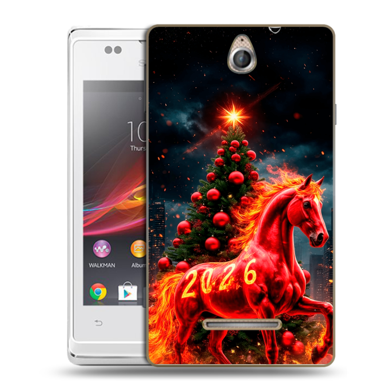 Силиконовый чехол на Sony Xperia E с принтом Новый год Силиконовый чехол на Sony Xperia E с принтом Новый год