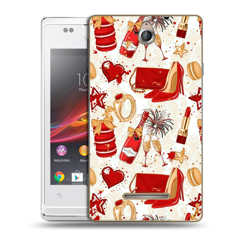 Силиконовый чехол на Sony Xperia E с принтом Новый год Силиконовый чехол на Sony Xperia E с принтом Новый год