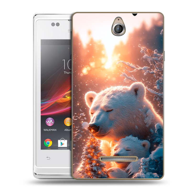 Силиконовый чехол на Sony Xperia E с принтом Новый год Силиконовый чехол на Sony Xperia E с принтом Новый год