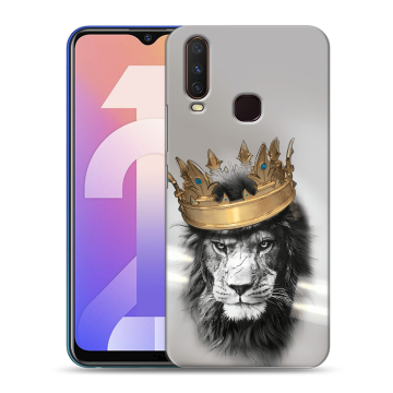 Силиконовый чехол на Vivo Y12 с принтом Лев с короной