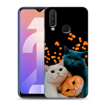 Силиконовый чехол на Vivo Y12 с принтом Кошки Силиконовый чехол на Vivo Y12 с принтом Кошки