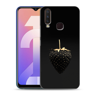 Силиконовый чехол на Vivo Y12 с принтом Черная клубника