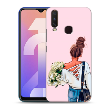 Силиконовый чехол на Vivo Y12 с принтом Девушка и букет Силиконовый чехол на Vivo Y12 с принтом Девушка и букет