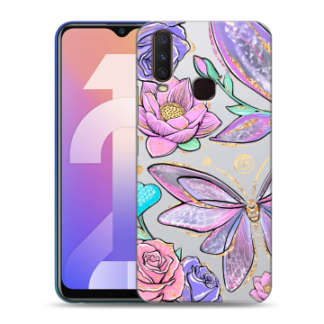 Силиконовый чехол на Vivo Y12 с принтом Бабочки и цветы