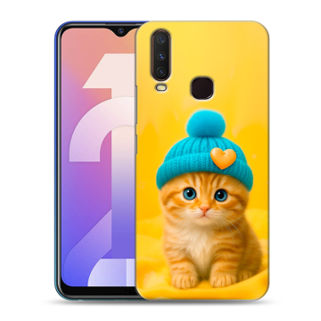 Силиконовый чехол на Vivo Y12 с принтом Котенок в шапке