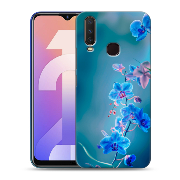 Силиконовый чехол на Vivo Y12 с принтом Голубые цветы
