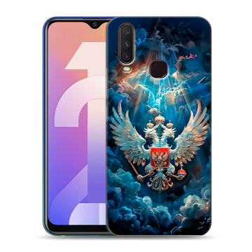 Силиконовый чехол на Vivo Y12 с принтом Герб флаг России